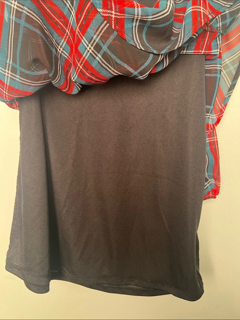 Draper James girls-XS Holliday Red and Black Plaid Tiered Long Sleeve dress.